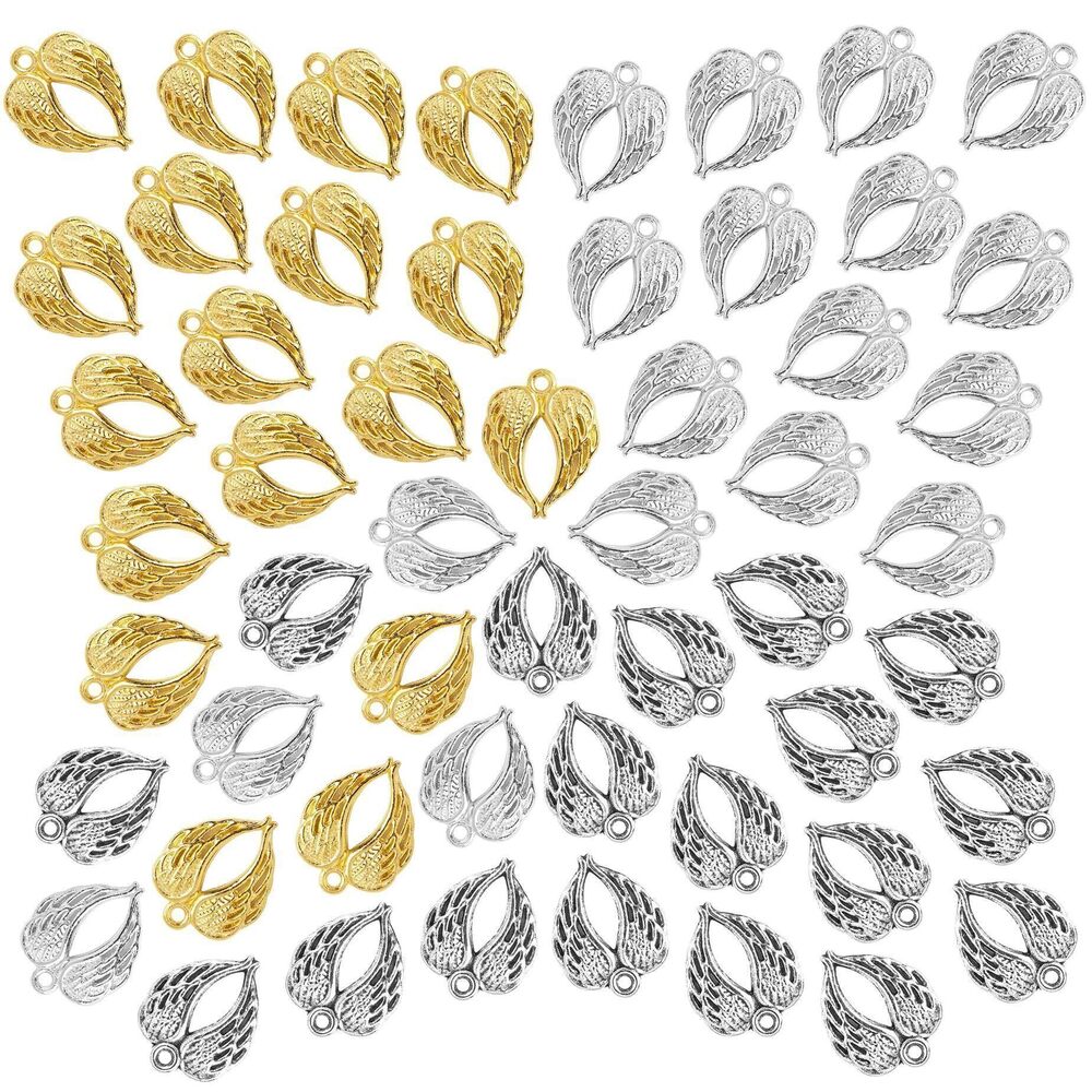 1135 150 Pack Mini Angel Wings Charms Gold Metal Pendant for Bracelet